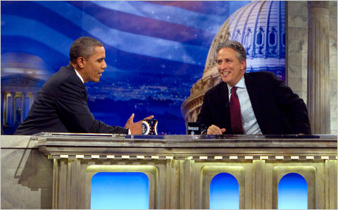 Obama talks to Stewart on "The Daily Show"